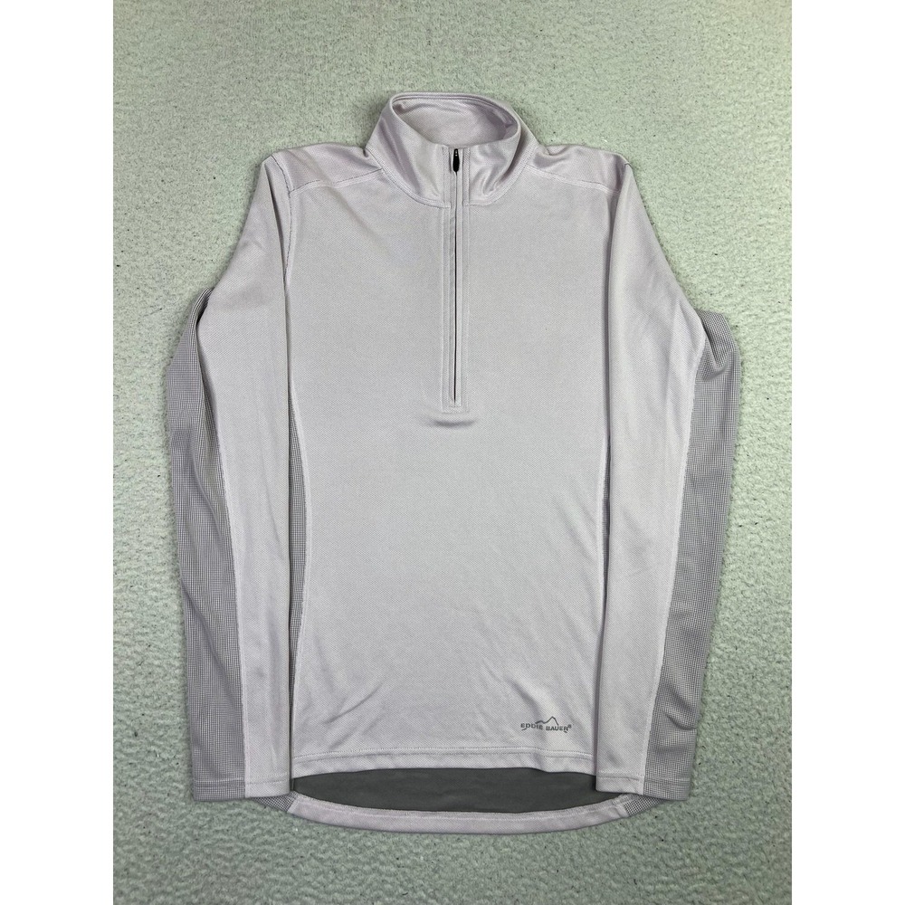 Eddie Bauer 365 Pullover Mens Small Gray Quarter Zip Performance Shirt
